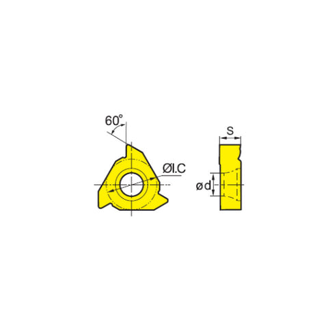 Internal Threading Insert RT11.01N 60°, ZCC CT Dimensions